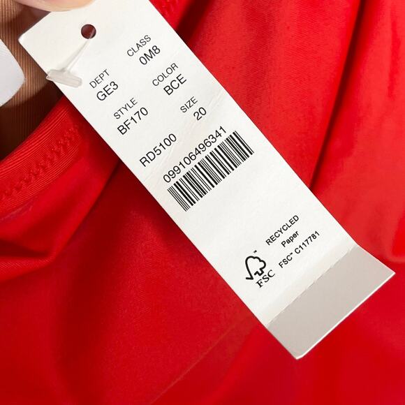 J. Crew Womens One Shoulder Bow Swimsuit Size 20 Red One Piece Padded Preppy - Picture 7 of 14